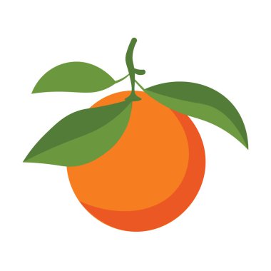 Yapraklı tam portakal suyu, beyaz arka planda izole edilmiş, vektör çizimi