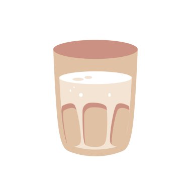 Su camı ikon vektörü, bir bardak süt illüstrasyonu