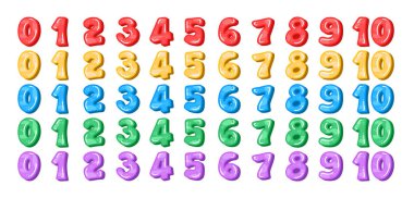 Renkli sayılar resimleme seti, çizgi film alfabe numaraları koleksiyonu