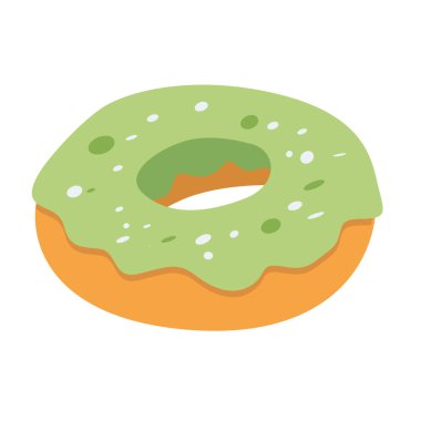 Matcha Donut vektör çizimi, Mathca fırında yeşil çay Dougnuts ikonu tasarımı