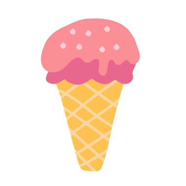 dondurma külahı vektör çizimi çizgi film tarzı, tatlı yemek simgesi