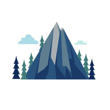 Dağ zirvesi vektör illüstrasyonu, tepe üstü resmi, doğa düz tasarım