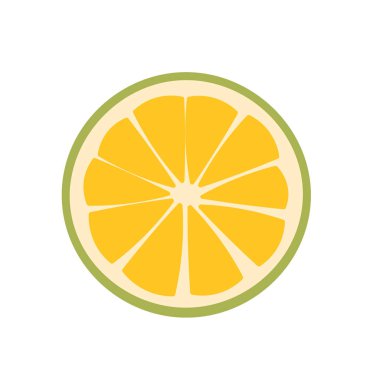 Yeşil turuncu meyve dilimi vektör resmi, beyaz arkaplanda izole edilmiş. 