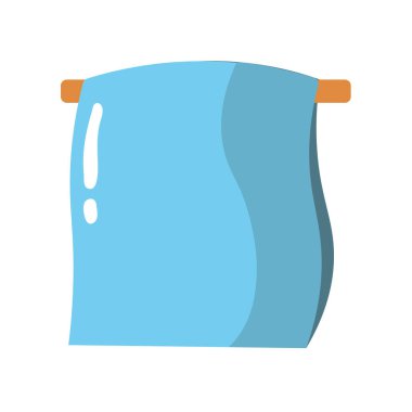 Güneşte kurutulmuş temiz kumaş, askı vektör illüstrasyonunda havlu, karikatür kumaş asılı, çamaşır düz ikonu tasarımı çizimi