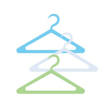 Elbise askısı vektör illüstrasyonu, çamaşır askısı simgesi düz tasarım tarzında