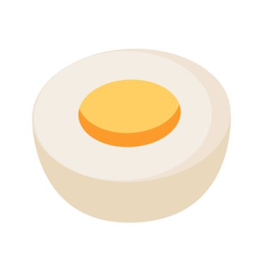 Yarı haşlanmış yumurta ikonu, vektör yumurta beyaz arka planda izole edilmiş.