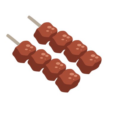 Satay ya da satti simgesi tasarımı, ızgara et resmi, sate ya da satai vektör illüstrasyonu, şiş ve ızgara et kliması