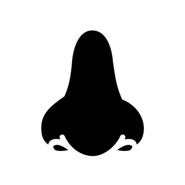 İnsan burun simgesi, burun siluet vektör çizimi, koku alma duyusu, beş duyudan biri.