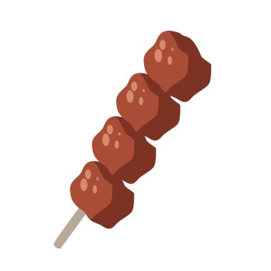 Satay ya da satti simgesi tasarımı, ızgara et vektörü çizimi