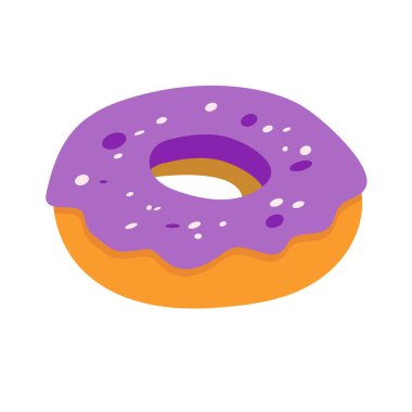 Düz dizayn edilmiş mor kremalı çörekler, yiyecek nesnesi konsepti, mor çörek simgesi çizimi