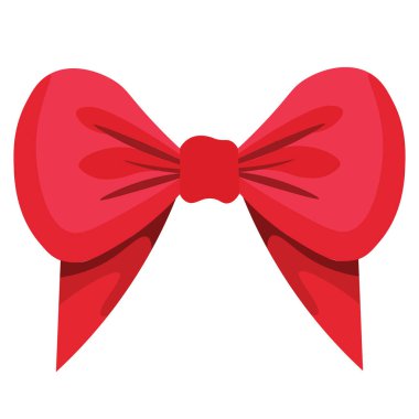 Red ribbon bow vector illustration, isolated on white background
