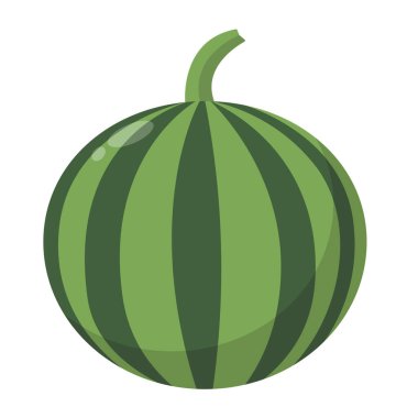 Basit karpuz meyve vektör çizimi, karikatür büyük karpuz düz ikon tasarımı, beyaz arkaplanda izole edilmiş tek karpuz