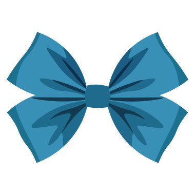 Mavi kurdele yay vektör resmi, dekoratif bovling düğümü görüntüsü, beyaz arkaplanda izole edilmiş papyon süslemesi