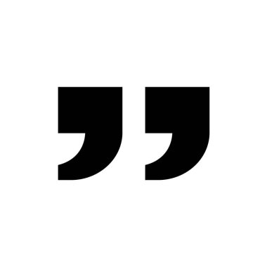 Siyah tırnak işareti, tırnak işareti simgesi vektör illüstrasyonu, çift tırnak işareti beyaz arkaplanda izole