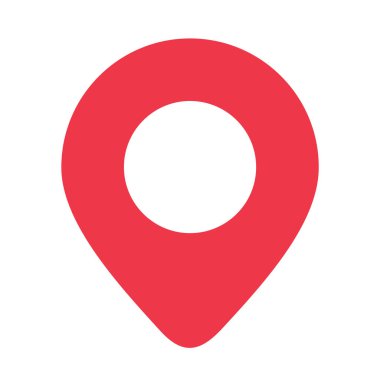 Harita imleci simgesi, kırmızı konum pin sembolü, harita işaretleyici işareti, gps konum vektör illüstrasyonu, iğne noktası logo düz resim tasarımı