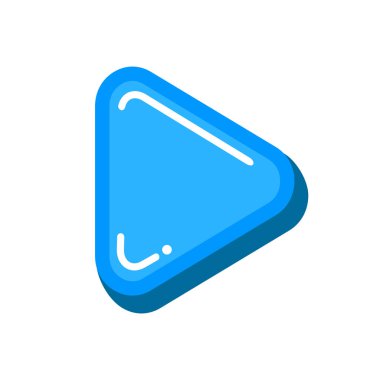 Video oynatma düğmesi simgesi, ses oynatma vektör çizimi, beyaz arkaplanda mavi