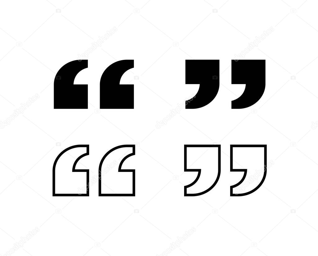Double quotation marks symbol vector illustration, quote sign icon set