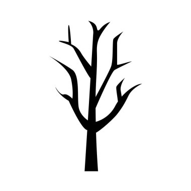 Beyaz arkaplanda izole edilmiş ölü ağaç silüeti vektör çizimi