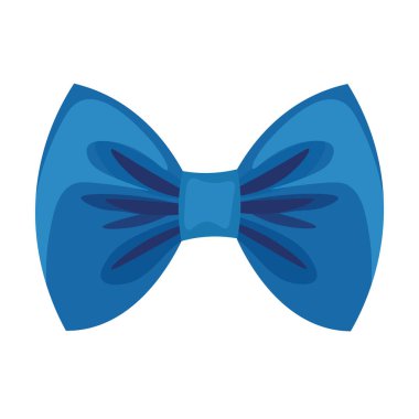 Blue ribbon bow decoration vector, blue bowknot image, simple bowtie isolated on white background