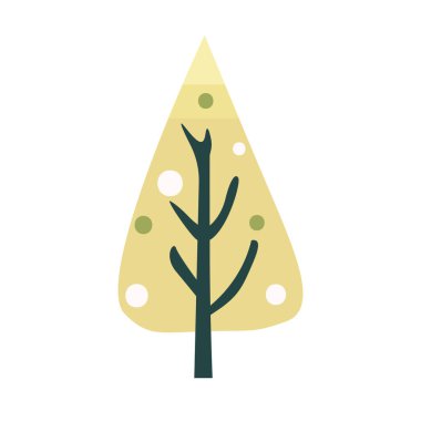 Çizgi film sevimli ağaç bitki vektör illüstrasyonu, park ya da bahçe manzarası doğa elementleri