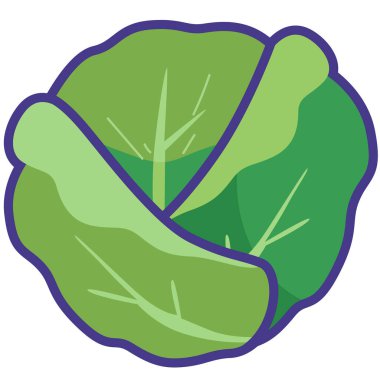 Lahana sebze çizgi film ikonu vektör çizimi, kubis veya kol, gobis veya kobis, sağlıklı yeşil yapraklı sebzeler