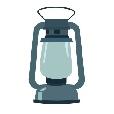 Mavi antika fener vektör çizimi, eski gaz yağı lambası klip sanatı, çalılık ya da beyaz arkaplanda izole edilmiş kamp feneri ikonu