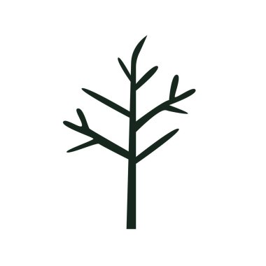 Çizgi film yapraksız solmuş ağaç, zayıf yapraksız ağaç silueti vektör çizim şablonu elementleri