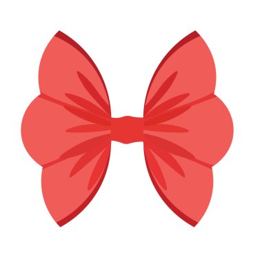 Kırmızı kurdele süsleme vektörü, kırmızı düğüm resmi, beyaz arkaplanda izole edilmiş basit papyon