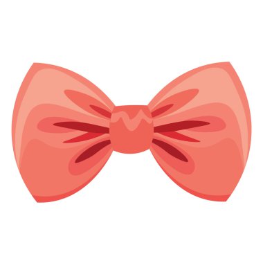 Kırmızı papyon vektör illüstrasyonu, pembe kurdele yay vektör resmi, beyaz arkaplanda izole edilmiş açık kırmızı kelebek kravat klipsi.