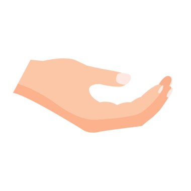 İnsan eli istemek, dikkat etmek veya korumak için el hareketi vektör illüstrasyonu, elle işaretleme klipslemesi, düz tasarım illüstrasyon, yalvaran el sembolü