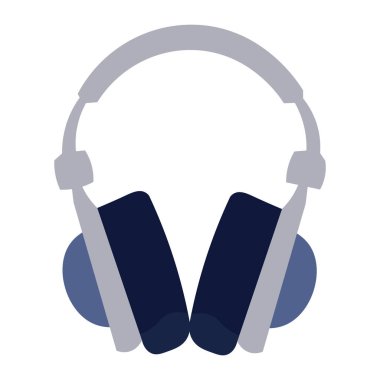 Gri kulaklıklar vektör düz illüstrasyon, gri kulaklık kablosuz klipsi sanat, beyaz arka planda izole edilmiş, düz oyun kulaklık simgesi çizgi film