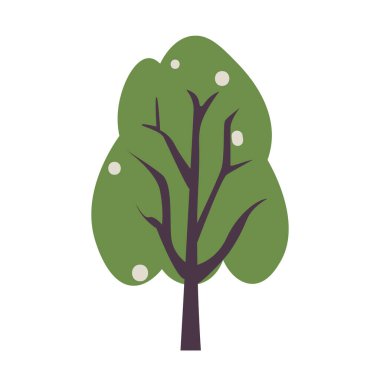 Basit düz çizgi film ağaç vektör çizimi, şirin yeşil ağaç klipsi sanat resmi