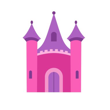 Güzel bir peri masalı kale vektör illüstrasyonu, pembe fantezi prenses kale klipsi sanat görüntüsü, ortaçağ sihirli krallığı.