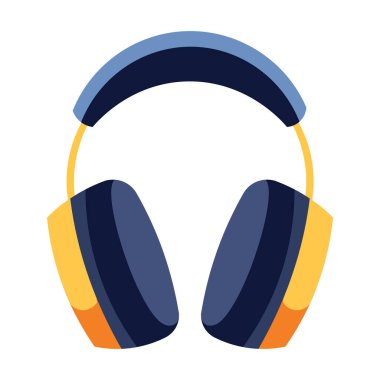 Sarı kulaklıklar vektör illüstrasyonu, sarı siyah kulaklık klipsi sanatı, sarı kulaklık klipsli resim