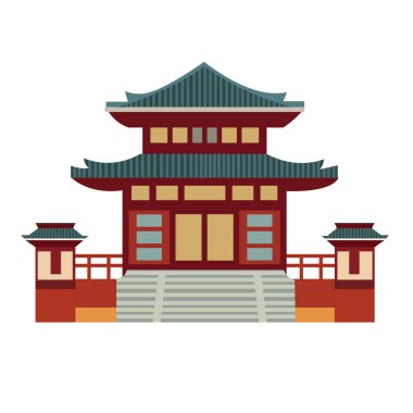 Çin inşaat vektör sanatı, geleneksel Çin şehir mimarisi, Çin pagoda ev klip sanatı, antik Asya evi.