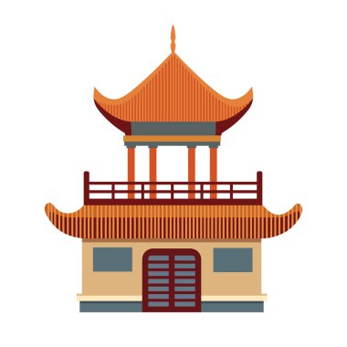 Beyaz zemin üzerinde izole Asyalı düz vektör çizimi