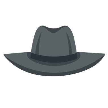 Kovboy şapkası çizimi beyaz arkaplanda izole edilmiş, klasik kovboy şapkası simgesi tasarımı