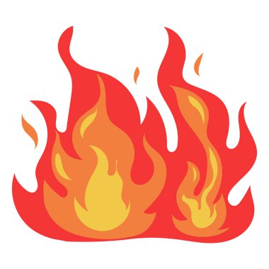 Ateş alevleri vektör illüstrasyonu izole, çizgi film ısı yabanı klipsi sanat görüntüsü, kırmızı alev klipsi
