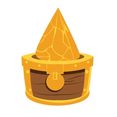 Çizgi film hazine vektör çizimi, beyaz arkaplanda izole edilmiş, altın hazine klipsleri sanat görüntüsü