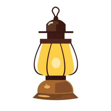 Gaz yağı vektör illüstrasyonu, beyaz arkaplanda izole edilmiş eski gaz lambası klipsi, klasik bahçe süslemesi, taşınabilir lamba görüntüsü.