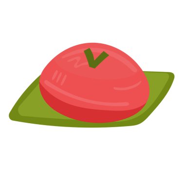 Gambar kue ku merah or red tortoise cake icon vector illustration, kue thok cake kartun, kue kura kura clip art image. jajanan tradisional kue basah, indonesian traditional sweet cake dessert, local snack food indonesia clipart