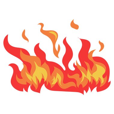 Ateş alevleri vektör görüntüsü, çizgi film ısı çılgın ateş klipsi sanatı, kırmızı alev klipsi, beyaz arkaplanda izole edilmiş ateş alev illüstrasyonu