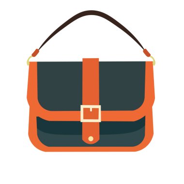 Beyaz arka planda izole edilmiş kadın omuz çantası moda illüstrasyonu, siyah kahverengi kadın çanta ikonu, siyah kahverengi kadın çanta klipsli resim