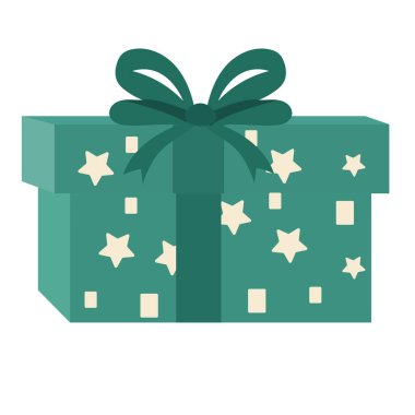 Çizgi film hediye kutusu vektör illüstrasyonu, gizemli kutu klipsi sanat resmi, düz tasarım stili illüstrasyonunda klipsi sunar, beyaz arkaplanda izole edilmiş.