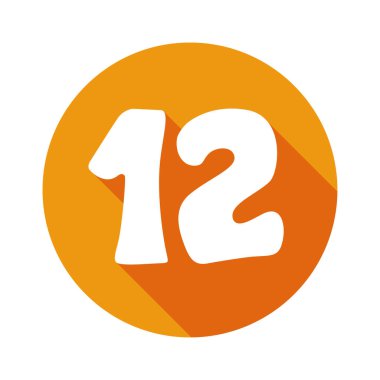 Renkli numara 12 uzun gölgeli düz simge