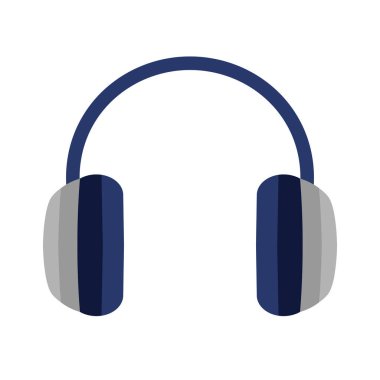 Basit kulaklık simgesi vektörü, kulaklık yassı illüstrasyon tasarımı, beyaz arkaplanda izole edilmiş kulak tıkacı sanatı