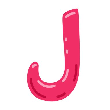 Lam harf vektör illüstrasyonu, Arap alfabesinin hijaiyah harfi, harf Ben veya laam klipsi sanatı şirin renkli çizgi film tarzında, beyaz arkaplanda izole edilmiş