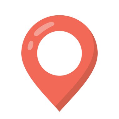 Kırmızı konum pin düz ikon vektör çizimi, beyaz arkaplanda izole