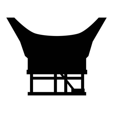 Toraja geleneksel ev silueti vektör illüstrasyon tasarımı şablon elementleri, rumah adat toraja klip sanatı, Endonezya antik mimarisi, rumah adat tongkonan siyah siluet