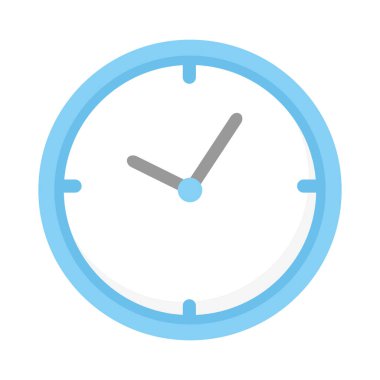 Mavi saat vektör resmi, düz saat simgesi tasarımı illüstrasyon, basit duvar saati klip sanatı